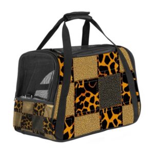 Cat Carriers for Medium Cats, Pet Carrier Airline Approved Dog Carrier for Small Dogs, Puppy Carrier, Soft-Sided Travel Carrier, Giraffe Tiger Animal Pattern Plaid Vintage