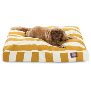 Majestic Pet | Vertical Stripe Rectangle Pet Bed For Dogs, Removable Cover, Yellow, Medium