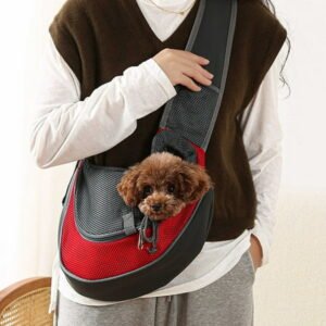 Small Pet Dog Sling Carrier, Breathable Mesh Travelling Pet Hands-Free Sling Bag Adjustabled Padded Strap Front Pouch Single Shoulder Bag For Dogs Cats