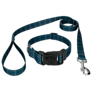 Country Brook Petz® Deluxe Navy Plaid Dog Collar and Leash, Small