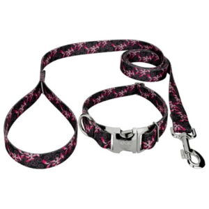 Country Brook Petz® Premium Pink Honeysuckle Breeze Dog Collar and Leash, Small