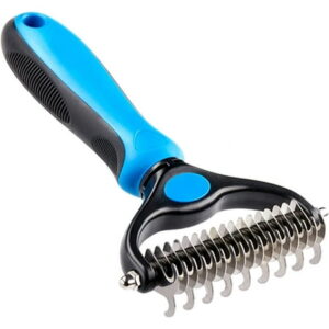 Undercoat Rake for Dogs Cats – Dog Shedding Brush for Long Haired Dogs, Double Sided Dog Deshedding Brush, Undercoat Brush for Dogs, Pet Grooming Brush for Dematting with Dog Comb (Blue)