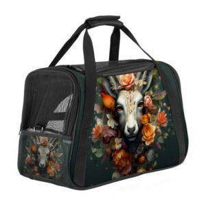 Floral Animal Sherpa Pet Carrier Bag 900D Oxford Cloth Fabric Nylon Webbing Base 17x10x11.8 in Suitable for Travel and Outdoor Activities