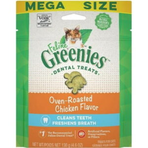 Greenies Feline Natural Dental Treats Oven Roasted Chicken Flavor [Cat, Cat Treats] 4.6 oz