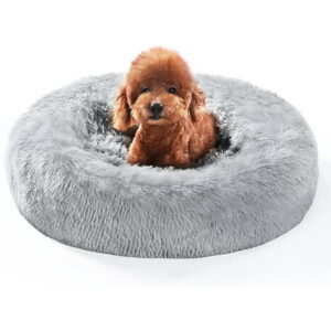 OYANTEN Dog Beds for Small Dogs Large Cats Fluffy Machine Washable Misty Gray / 24in