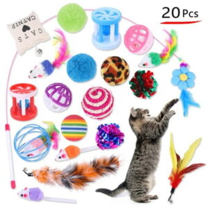 Kiplyki Wholesale 20 Pcs Cat Toys Indoor Cats Kittens Teaser Wand Cat Tunnel Toy Mice & Balls Pet