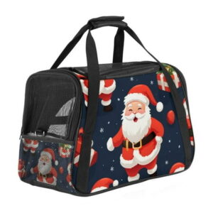 Santa Claus Sherpa Pet Carrier Bag for s and Small Dogs – Durable 900D Oxford Cloth Fabric,Adjustable Nylon Webbing Strap – 17x10x11.8 in / 43x26x30 cm