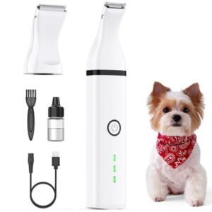 Oneisall N6 Dog Paw Trimmer, 2 Speed Quiet Cordless Small Dog Grooming Clippers Kit – White