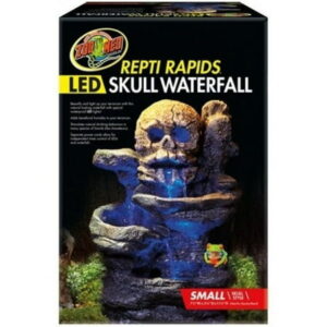 Zoo Med Repti Rapids LED Skull Waterfall: Naturalistic Terrarium Decor with Illuminated Water Feature