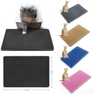 Pet Gift! Cat Litter Mat Cat Litter Trapping Mat, Honeycomb Double Layer Design, Urine and Water Proof Material, Scatter Control, Less Waste，Easier to Clean,Washable