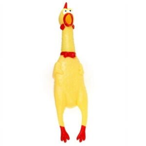 Lifelike Shrilling Chicken Toy Entertainment Rubber Chicken Interesting Play Toy Stress Relief for Party Favors Pet Dog Supplies, Yellow 12 x 8 inch
