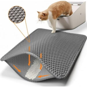 GZYS Cat Litter Mat Cat Litter Trapping Mat, Honeycomb Double Layer Design, Urine and Water Proof Material, Scatter Control, Less Waste，Easier to Clean,Washable