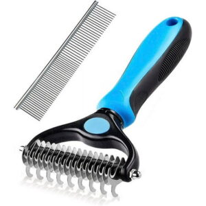 Undercoat Rake for Dogs Cats – Dog Shedding Brush for Long Haired Dogs, Double Sided Dog Deshedding Brush, Undercoat Brush for Dogs, Pet Grooming Brush for Dematting with Dog Comb