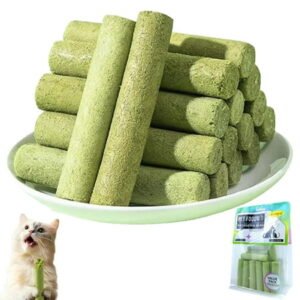 Cat Grass Teething Stick Cat Treats, Cat Grass Sticks for Indoor Cats, Cuddles and Meow Cat GrassSticks for Hairball, Cat Chew Stick Natural Molar Rod, Cat Grass Sticks Increase Appetite – 5.3oz