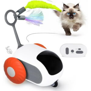 Turbo Tail 3.0, Teazys Cat Toy Turbo Tail, Smart Remote Control Electric Interactive Cats Toy, USB Rechargeable Turbo Tail Mouse Cat Toy with Feathers