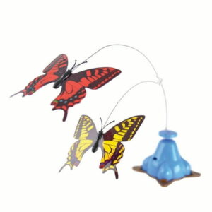 OurPets Whirling Wiggler Butterfly Spinner Cat Toy, Red and Yellow