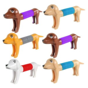 WeiWei 6pcs Telescopic Dog Tube Plaything Cartoon Pop Tube Toy Fatigue Relief Plaything