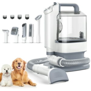 Pet Dog Cat Grooming Vacuum & Kit, EVMORE 5 in 1 Dog Vacuum Clippers with 3 Suction Mode, 3.2L Large Dust Cup for Shedding & Cleaning