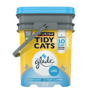 Purina Tidy Cats Clumping Cat Litter, Glade Clear Springs Deodorizing, Low Dust, 35 lb. Pail