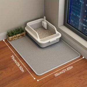 1pc Extra Large Dual-Layer Cat Litter Mat, Non-Slip Honeycomb Design, Scatter Control, Easy Clean Litter Catcher For Cat Litter Box, Pet Supplies