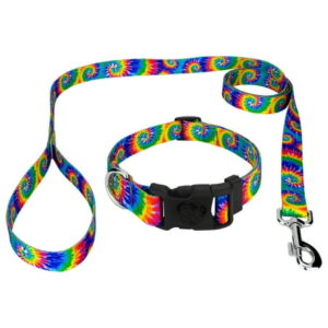 Deluxe Classic Tie Dye Dog Collar and Leash, Extra Large