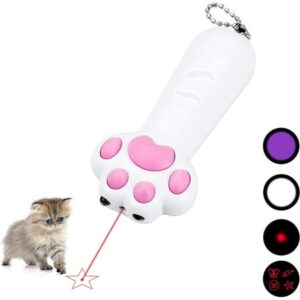 Pet Cat Laser Toys 7 in 1 LED Pointer Paw Shaped, 3 Lighting Modes, Pet Training Tool for Cat Dog Chaser