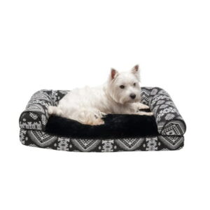 FurHaven Pet Products | Southwest Kilim Pillow Sofa Dog Bed – Black Medallion, Medium