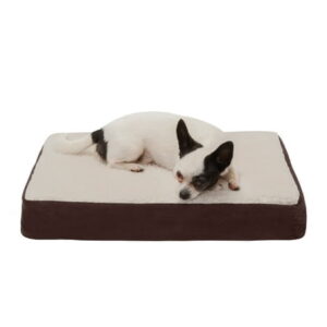 FurHaven Pet Products Faux Sheepskin & Suede Memory Foam Deluxe Pet Bed for Dogs & Cats – Espresso, Small