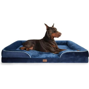 Cozy Comfort XXL Orthopedic Dog Bed, Washable Great Dane Dog Sofa Beds for Giant Dogs,Navy Blue, 53″L x 42″W x 8″Th