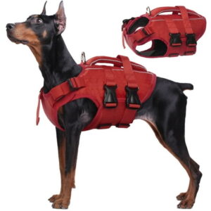 Kuoser Dog Life Jacket, Reflective and Adjustable Dog Life Vest for Small Medium Large Dogs Red, XXL