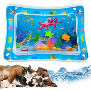 Harlier Water Sensory Playmat for Cats, Inflatable Tummy Time Mat Cat Toys for Bored Indoor Cats, Cat Kicker Toys Self Play Mat, Interactive Toys for Cats to Play Alone