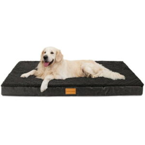 Exclusivo Mezcla Orthopedic Pet Bed for Extra Large Dogs 48″X30″, Waterproof Dog Beds with Removable Washable Cover, Black