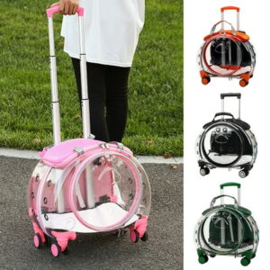 Wharick Pet Large Cat Backpack Cat Carrier with Wheels Pet Trolley Case for Kitty Small Dog Parrots or Bunnies for Traveling/Taking a Walk (1pcs)