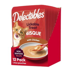 Hartz Delectables Non-Seafood Bisque MMF7 Lickable We Cat Treats for Adults & Senior Cats, Chicken (Pack of 12)