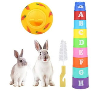 1 Set of Stacking Cups for Rabbits Treat Ball Boredom Bunny Toys Rabbits Rainbow Colors Cups