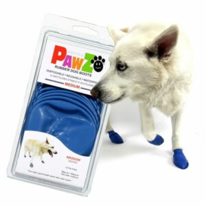 PawZ Rubber Dog Boots and Paw Protectors 12pk, Medium Blue Dog Booties