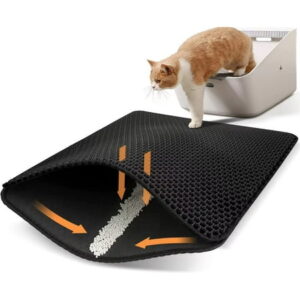 GZYS Cat Litter Mat Cat Litter Trapping Mat, Honeycomb Double Layer Design, Urine and Water Proof Material, Scatter Control, Less Waste，Easier to Clean,Washable