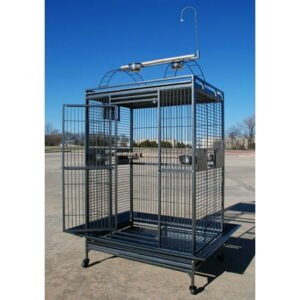 40″x30″x72″H XXX-LARGE Elegant Wrought Iron Bird Parrot Open Play Top Double Metal Walk Ladders Toy Hook Rolling Cage With Seed Guard