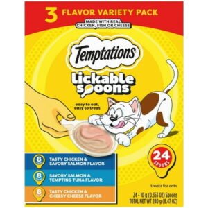 Temptations Lickable Spoons Adult Wet Cat Treat, 10 Grams, Variety Pack of 24 SHC10