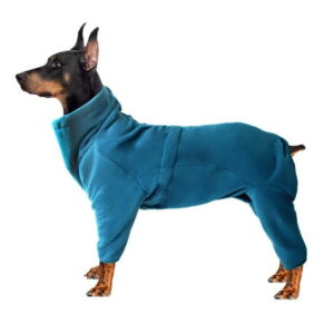 Dogs Winter Coat, Soft Fleece Pullover Pajamas, Pet Windproof Warm Cold Weather Jacket Vest Cozy Onesie Jumpsuit Apparel Outfit Clothes for Small, Medium, Large Dogs Travel Sleep Turquoise 3XL