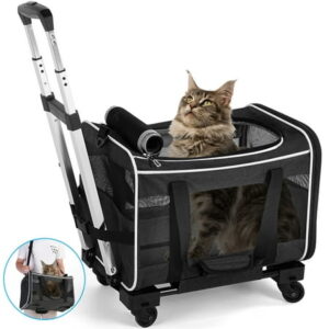 WFUN Pet Carrier with Wheels for Dogs and Cats for Travel Flight Camping Outdoor