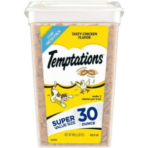 Temptations Classic Tasty Chicken Flavor Crunchy And Soft Dry Cat Treats, 30 Oz Tub