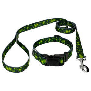 Clovers In The Wind Deluxe Dog Collar and Leash, Extra Large