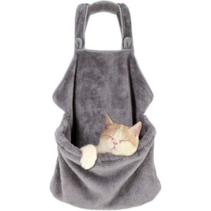 QINERL Pet Carrier Bag Small Dog Cat Sling Accompany Carrier Bag Hands-Free Shoulder Carry Soft Breathable Cotton Pet Apron Indoors(Gray)