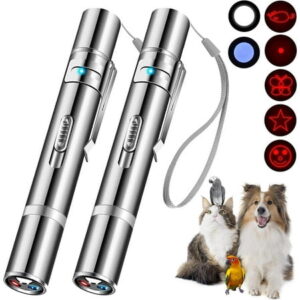 GZYS Cat Toys, Laser Pointer with 7 Adjustable Patterns, USB Recharge Laser,