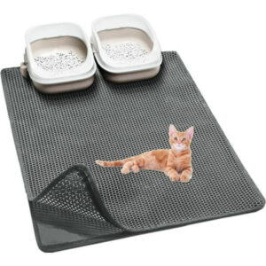 Cat Litter Mat,45″x32″ Extra Large Cat Litter Box Mat,Honeycomb Double Layer Kitty Litter Trapping Mat,Soft EVA Material,Urine & Waterproof,Scatter Control,Easy Clean,Washable