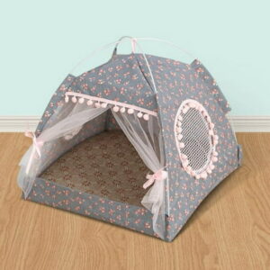 Cat Princess Indoor Tent House Pet Dog Cute Floral Cave Nest Bed Portable Dog Tents