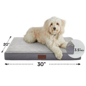 Ophanie 30in Gray Orthopedic Dog Bed For Medium&Small Dogs with Egg Crate Foam Support and Non-Slip Bottom, Waterproof and Machine Washable Removable Pet Bed Cover,M size(30″x20″x3″)