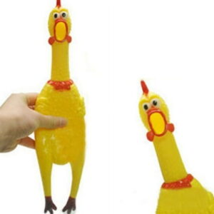 Sijiali 17cm Yellow Screaming Rubber Chicken Toy Pressure Relief Squeak Squeaker Gift