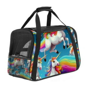 Robot Unicorn Attack Sherpa Fabric Pet Bag, 900D Oxford Cloth Dog Carrier with Nylon Webbing, 17x10x11.8 Inches